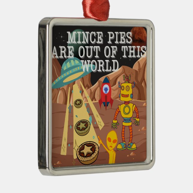 Mince Pies are Out of this World Metal Tree Decoration (Right)