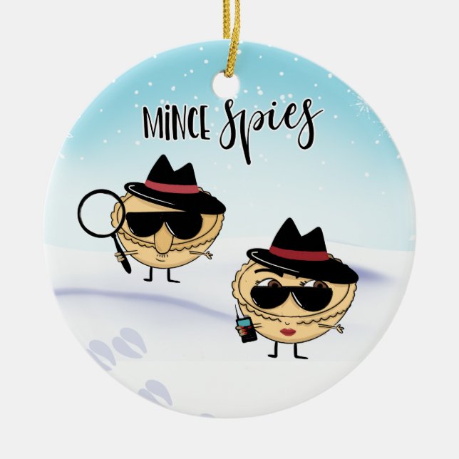 mince spies joke mince pies funny joke christmas ceramic tree decoration (Front)