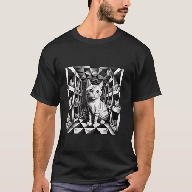 Mind-Bending M.C. Escher Inspired Optical Illusion T-Shirt (Front)