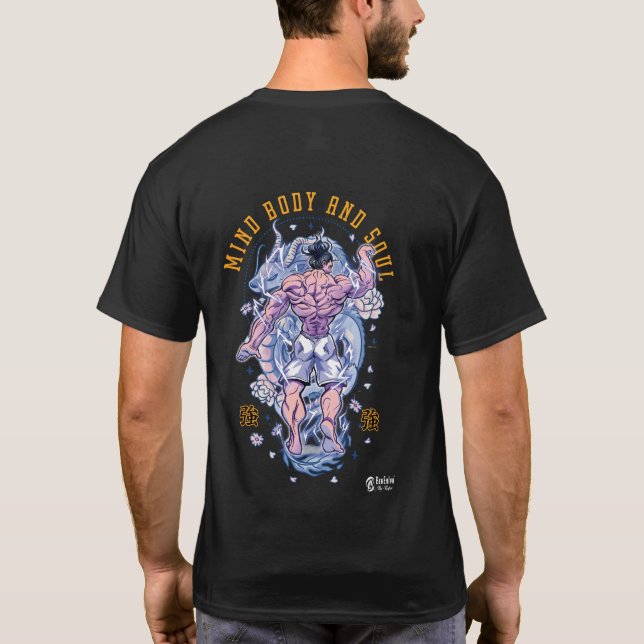 Mind Body and Soul Dragon-Infused Black T-Shirt (Back)