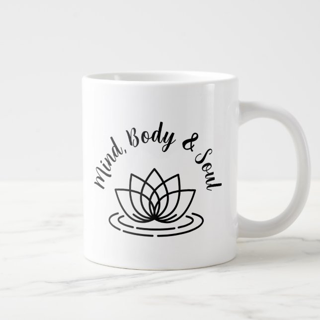 Mind body and soul lotus flower jumbo coffee mug (Right)