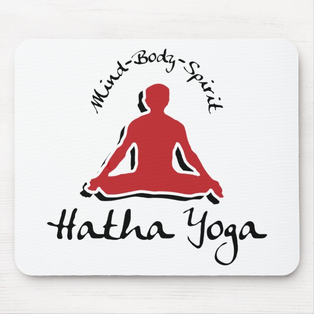 Mind Body Spirit Hatha Yoga Mouse Pad (Front)