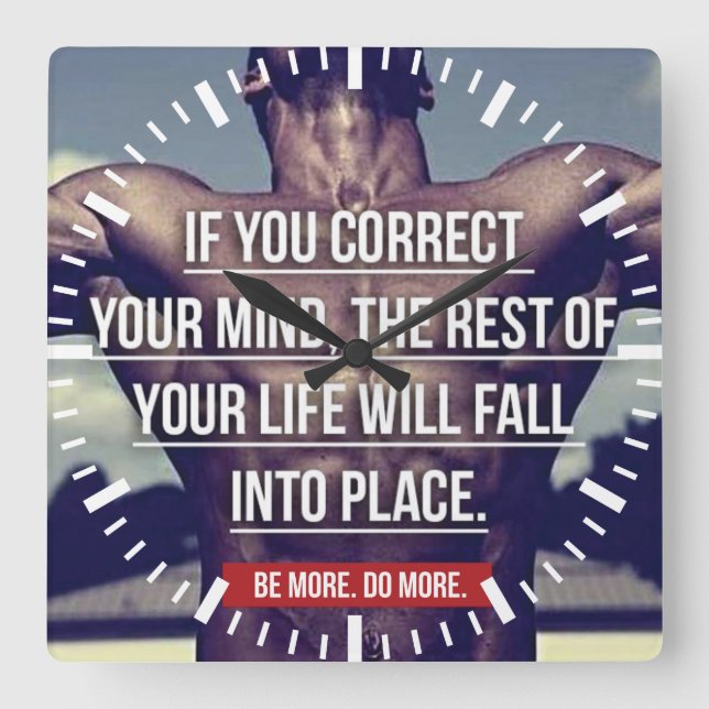 MIND - Bodybuilding Workout Motivational Square Wall Clock (Front)
