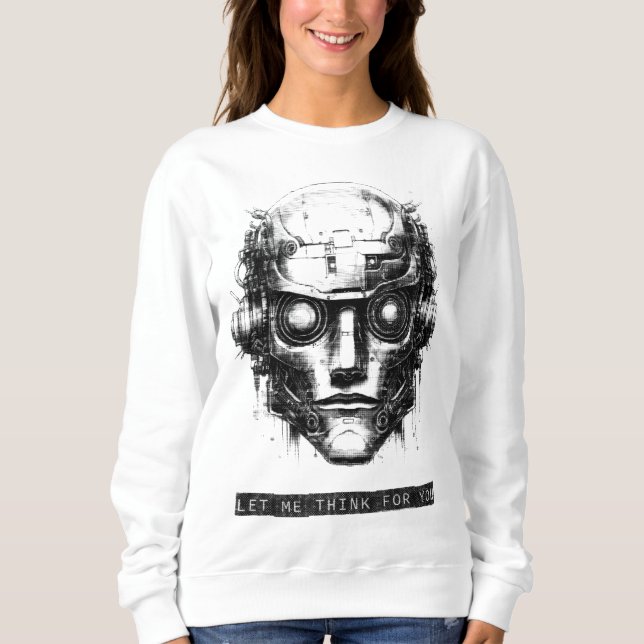 Mind Control Cyberpunk Robot Black Print Sweatshirt (Front)