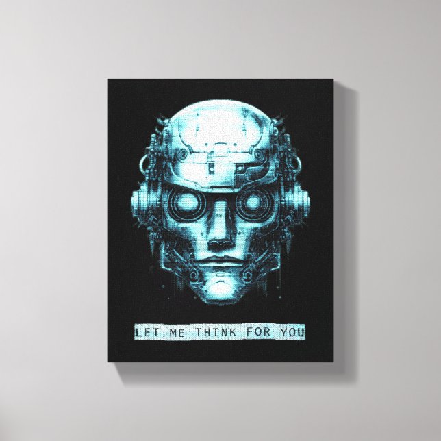 Mind Control Cyberpunk Robot Blue Grunge Canvas Print (Front)