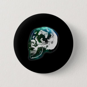 Mind Controller Skull Gaming Gamer Mens Boys Teens 6 Cm Round Badge