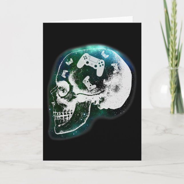 Mind Controller Skull Gaming Gamer Mens Boys Teens Card (Front)