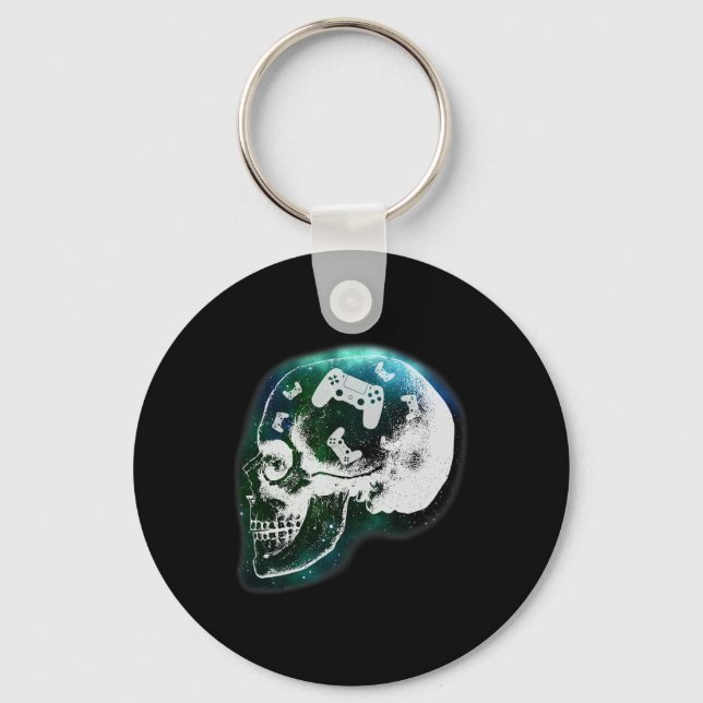 Mind Controller Skull Gaming Gamer Mens Boys Teens Key Ring (Front)