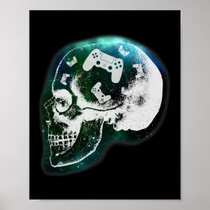 Mind Controller Skull Gaming Gamer Mens Boys Teens Poster