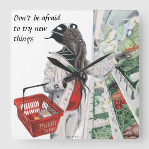 Mind Flayer Grocery Shopping Fantasy Art Clock