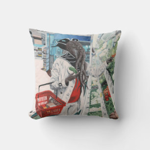 Mind Flayer Grocery Shopping Fantasy Throw Pillow