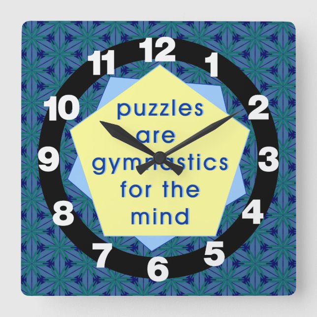 Mind Gymnastics Square Wall Clock (Front)