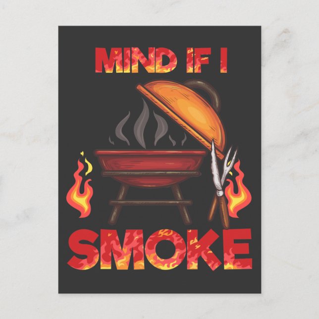 Mind If I Smoke Meat Smoker Funny BBQ Theme Postcard (Front)