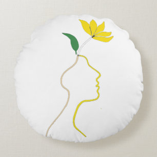 Mind in Bloom Round Pillow – Minimalist Head
