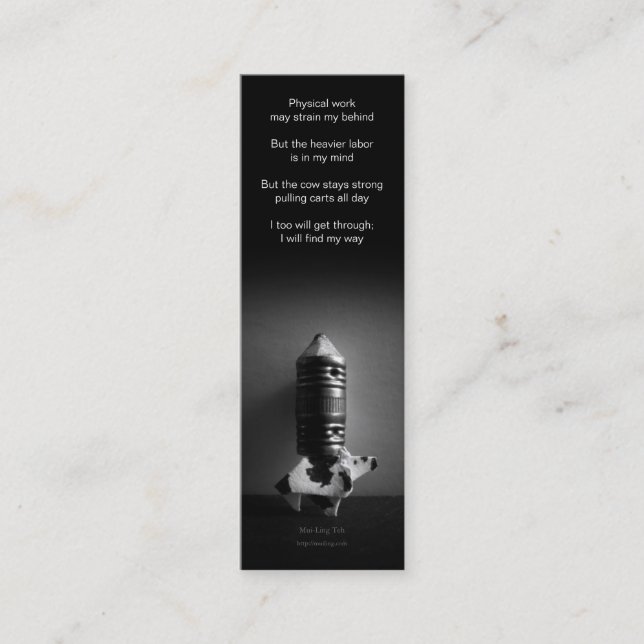 'Mind Labour' poetry bookmark Mini Business Card (Front)