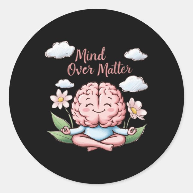 Mind Over Cartoon Brain Sticker  (Front)