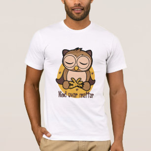 Mind over matter Kawaii funny owl doing yoga brown T-Shirt