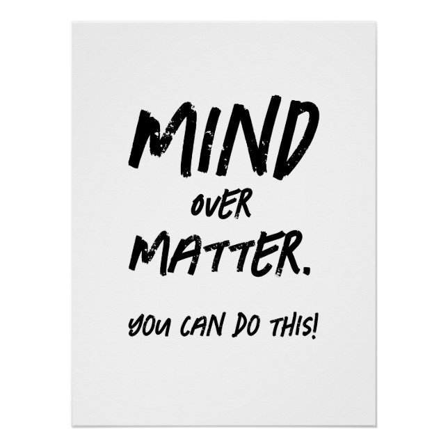 Mind Over Matter Motivational Workout Fitness Poster (Front)