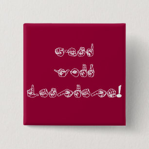 Mind your language! 15 cm square badge