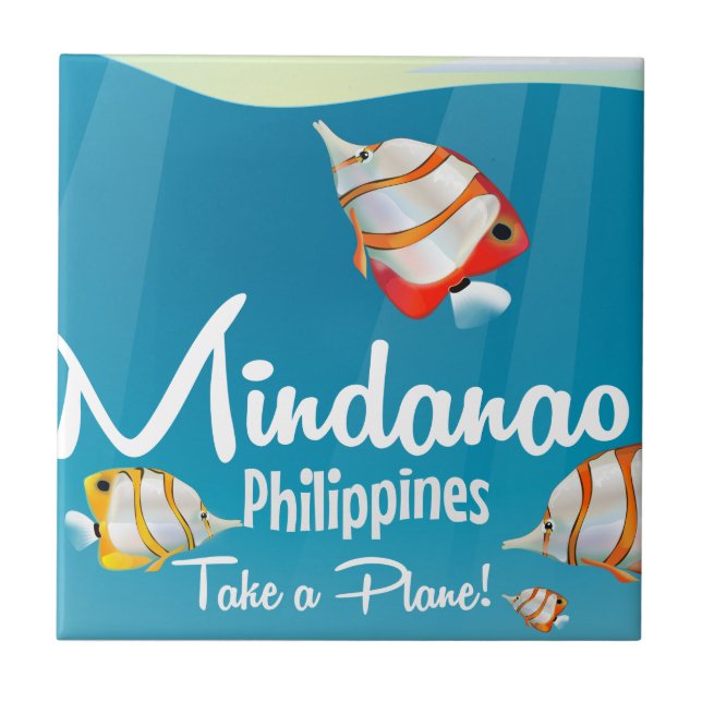 Mindanao, philippines cartoon travel poster tile (Front)