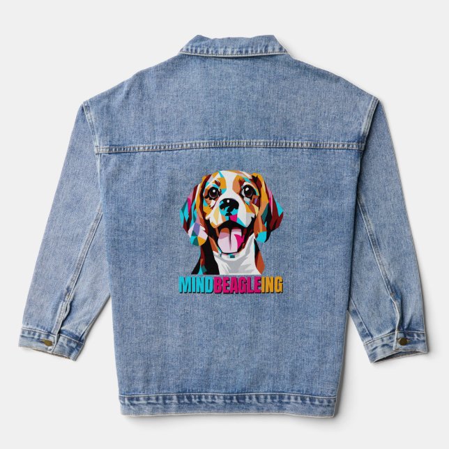 Mindbeagleing Beagle Dog Denim Jacket (Back)