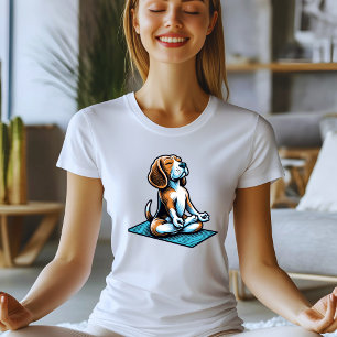 Mindful Beagle Yoga Design T-Shirt