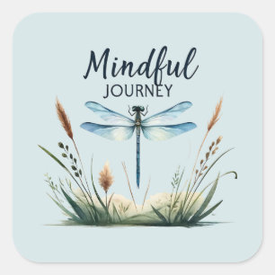 Mindful Journey - Artistic Dragonfly Square Sticker