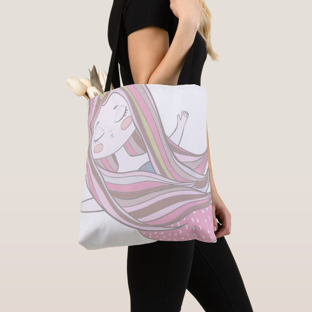 Mindful Meditation Mermaid Tote Bag (Close Up)