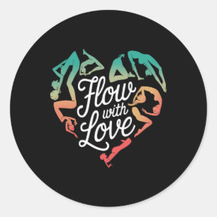 Mindful Movement Flow With Love Yoga Heart Energy  Classic Round Sticker