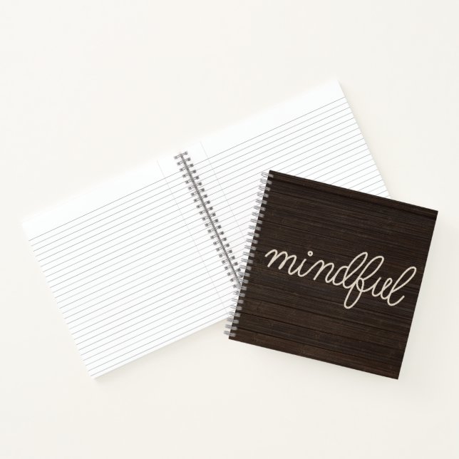 MINDFUL Rope Text On Dark Wood Notebook (Inside)