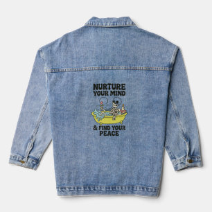 Mindful Skeleton in Bathtub Denim Jacket