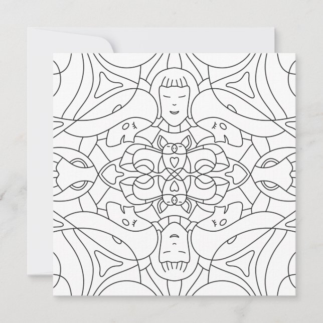 Mindful Summer: Cute and Playful Colouring Card  (Front)