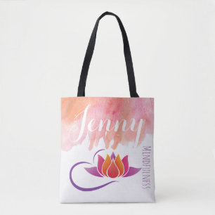 Mindfulness Gift Yoga Lotus Flower Add Name Tote