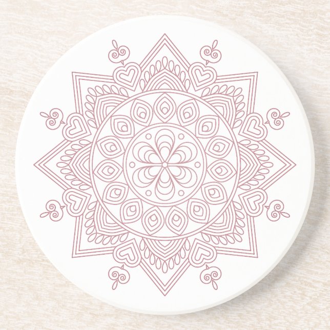 Mindfulness Mandala Design Sandstone Coaster (Front)