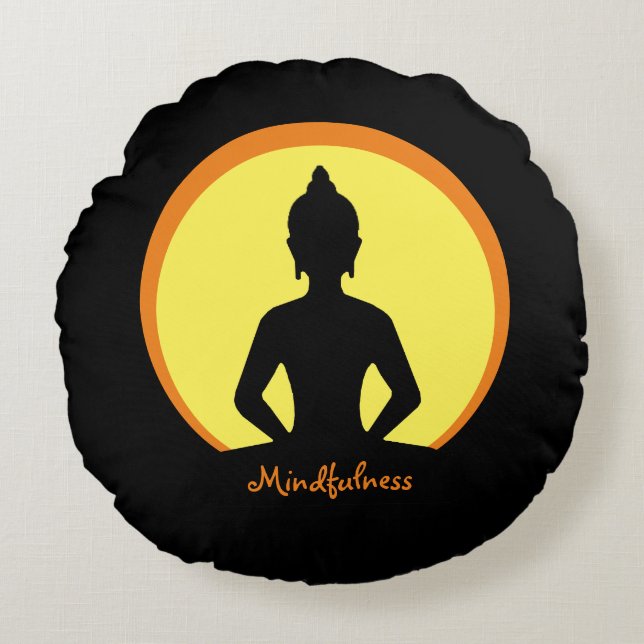 Mindfulness & Meditation (Buddha Studio decor) Round Cushion (Front)