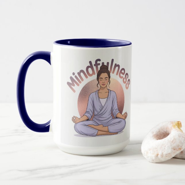 Mindfulness Meditation Mug Navy Blue Combo (With Donut)