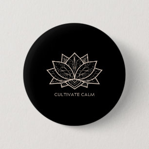 Mindfulness Saying Minimal Yoga Tee Cultivate Calm 6 Cm Round Badge