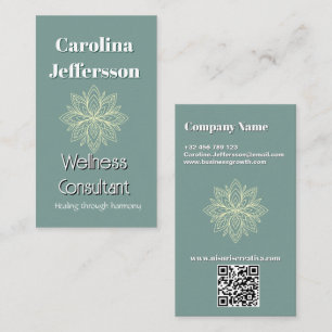 Mindfulness Wellness Consultant Zen  Lotus Teal Business Card