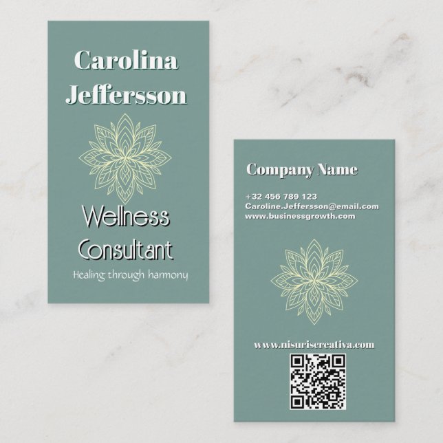 Mindfulness Wellness Consultant Zen  Lotus Teal Business Card (Front/Back)