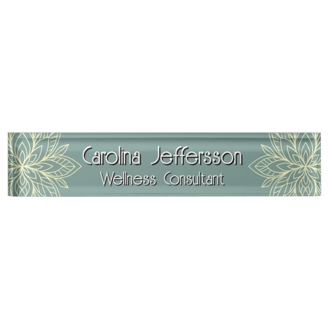 Mindfulness Wellness Consultant Zen  Lotus Teal Nameplate (Front)