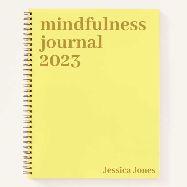 Mindfulness Yellow Gold Minimalist Name Notebook (Front)
