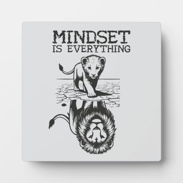 Mindset Is Everything, Cat Lion - Gym, Success Plaque (Front)