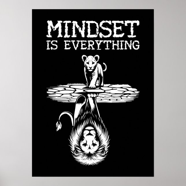 Mindset Is Everything, Cat Lion - Gym, Success Poster (Front)