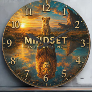 Mindset Is Everything Lion Large Clock