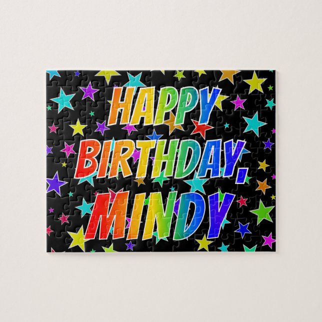 "MINDY" First Name, Fun "HAPPY BIRTHDAY" Jigsaw Puzzle (Horizontal)