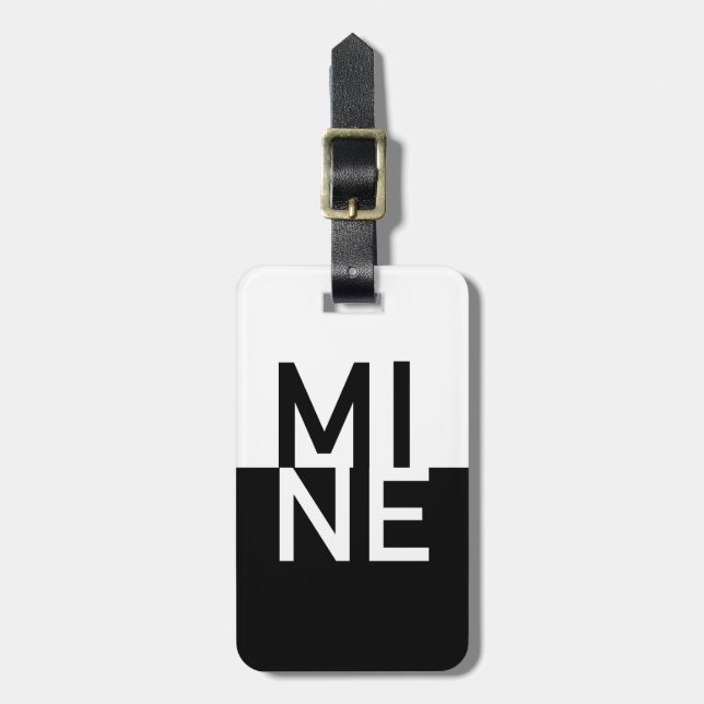 MINE Black & White Luggage Tag (Front Vertical)