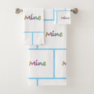 Mine Blue Grid Bath Towel Set