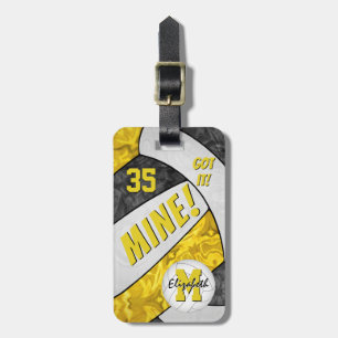 MINE! girls volleyball black gold school colours Luggage Tag