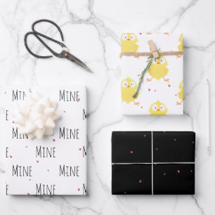 "Mine Mine Mine" Crazy Cute Chick Love Wrapping Paper Sheet