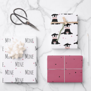 "Mine Mine Mine" Crazy Cute Cow Love Wrapping Paper Sheet